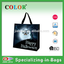 Venta al por mayor pp wowen bolsa de halloween de calabaza laminada